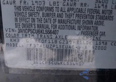 2019 Nissan Kicks Sr z USA, uszkodzony, nr VIN 3N1CP5CU6KL556407